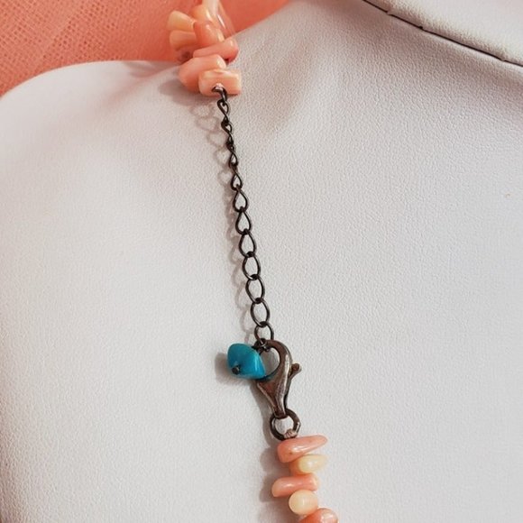 VTG Angel Skin Branch Coral Necklace 16" Long 925 Sterling Silver Clasp Pink - Picture 5 of 10